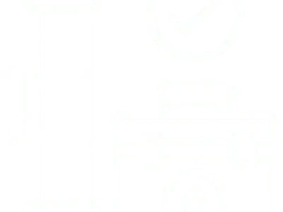 Pipeline, toolbox, checkmark icon on black background.