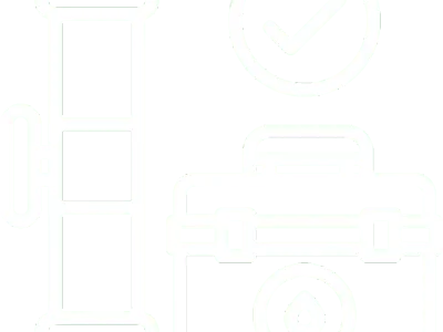 Pipeline, toolbox, checkmark icon on black background.