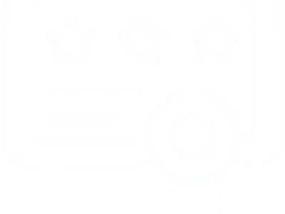 Certificate with stars and ribbon icon.
