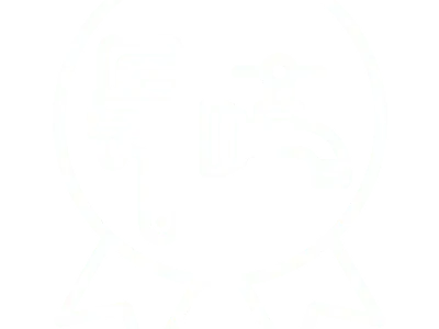 Plumbing symbol with wrench and faucet.
