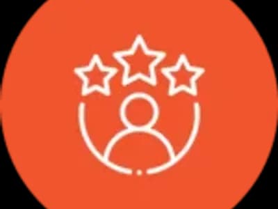 Person with three stars on orange background.