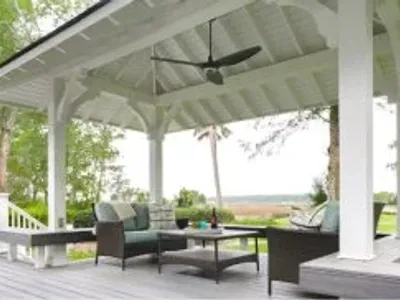 Decking image featuring outdoor living materials and railing systems